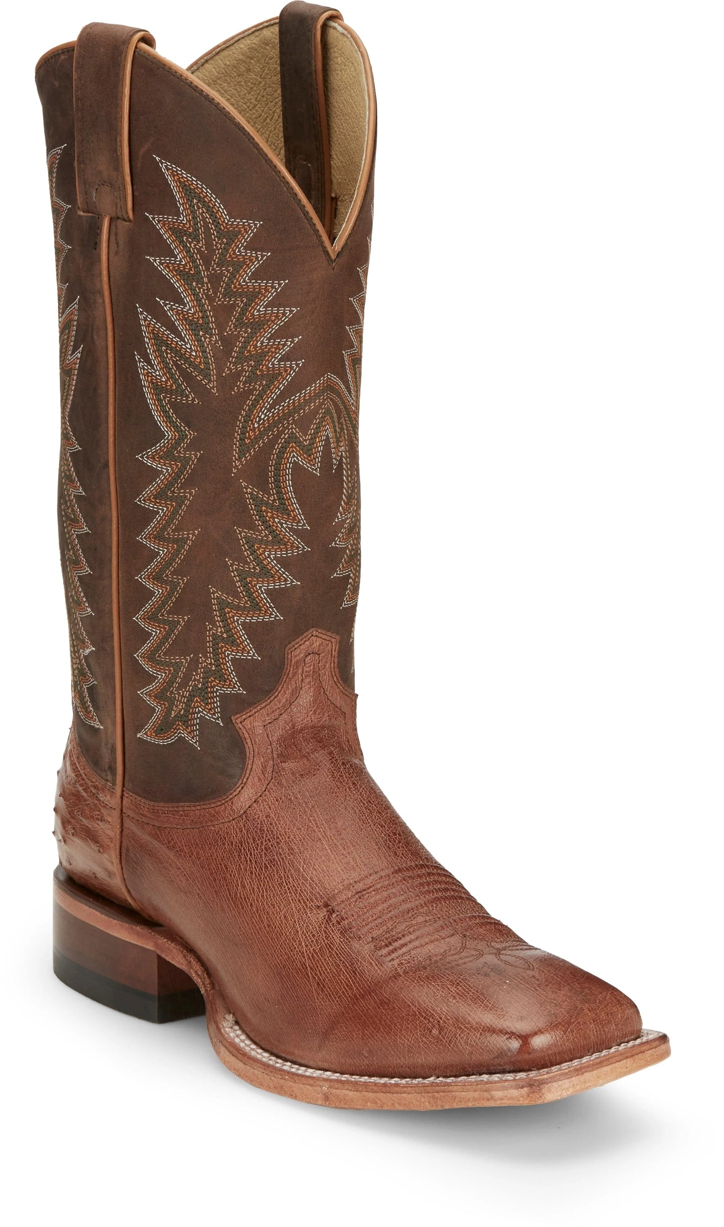 JUSTIN MEN'S BRECK COGNAC VINTAGE SMOOTH OSTRICH WESTERN BOOTS JE810