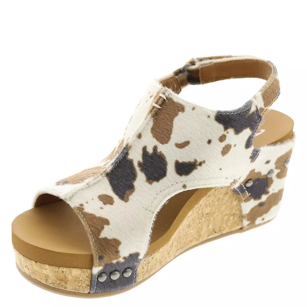 Very G Harper Women's Sandal WEDGE COW PRINT