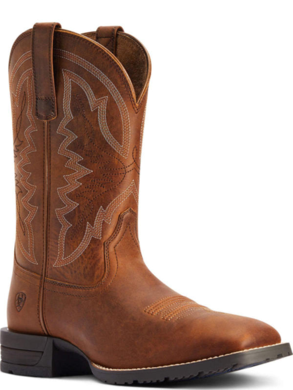 10042395 Ariat Men's Hybrid Ranchwork Square Toe Western Boot - Thatch Brown